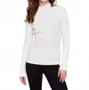 Charlie B Mock Neck Ribbed Knit Sweater In Ecru In White