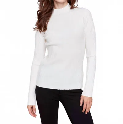 Charlie B Mock Neck Ribbed Knit Sweater In Ecru