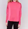 Charlie B Mock Neck Satin Knit Combo In Megenta In Multi