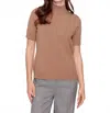 Charlie B Mock-neck Short-sleeve Light Weight Sweater In Truffle In Brown