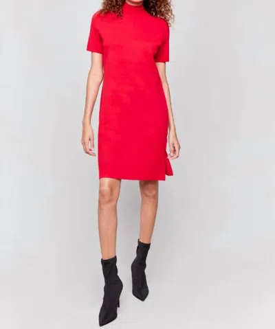 Charlie B Mock Neck Sweater Dress In Red