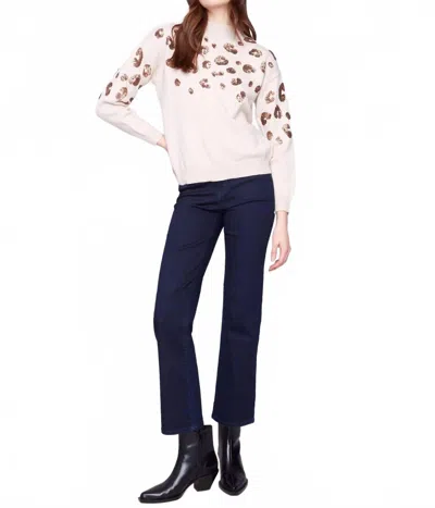 Charlie B Mock Neck Sweater With Animal Sequins In Oat In Pink