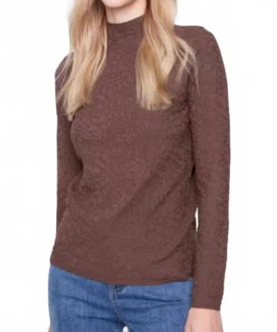 Charlie B Mock Neck Textured Sweater In Mocha In Brown