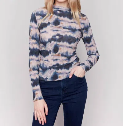 Charlie B Mock Neck Top In Tie Dye