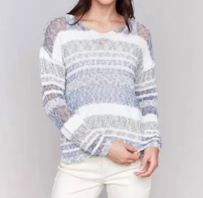 Charlie B Multi-yarn Striped Sweater In Denim