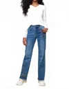 Charlie B Multicolor Stitching Jean In Medium Blue In Blue