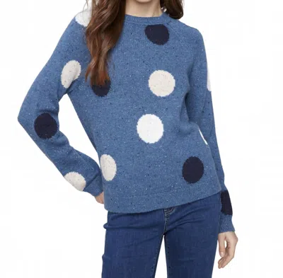 Charlie B Neps Yarn Raglan Mock Neck Sweater In Oxford In Blue