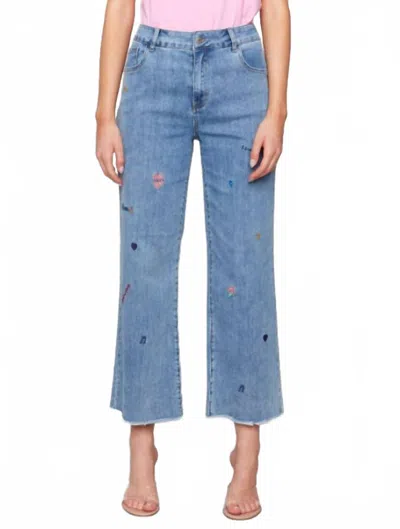 Charlie B Noelle Embroidered Flared Leg Jeans In Blue