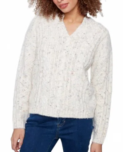 Charlie B Notch Collar Sweater In Ecru In Multi