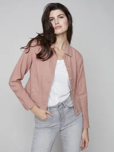 Charlie B Nougat Linen Jacket In Pink In Burgundy