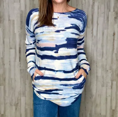 Charlie B Oasis Watercolor Sweater In Blue Multi