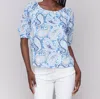 Charlie B Off Shoulder Cotton Blouse In Blue In Blue