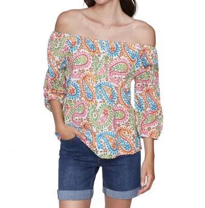 Charlie B Off Shoulder Cotton Blouse In Rainbow In Multi