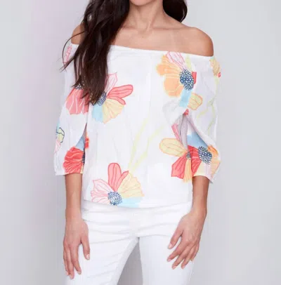 Charlie B Off-the-shoulder Cotton Blouse In White
