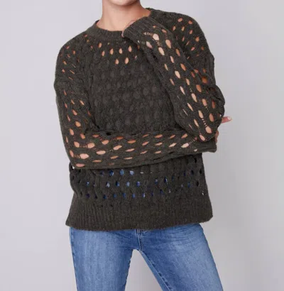 Charlie B Open Knit Sweater In Almond In Pink