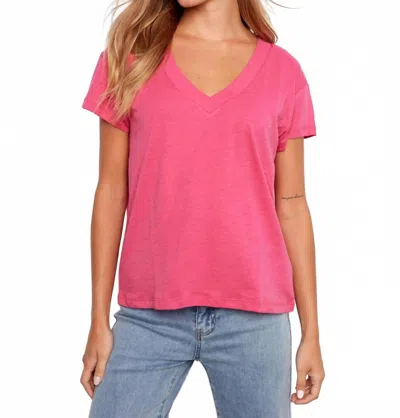 Charlie B Organic Cotton Drop Shoulder V-neck T-shirt In Pink