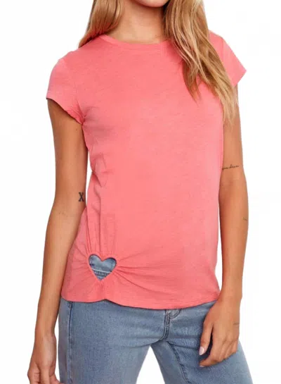 Charlie B Organic Cotton Heart Cut-out T-shirt In Sorbet In Pink