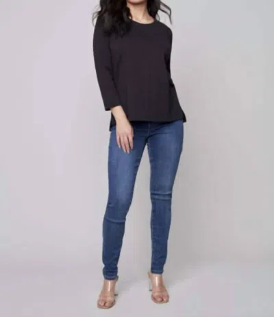 Charlie B Organic Cotton Slub Longsleeve Top In Black