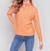 Charlie B Ottoman Cotton Funnel Neck Sweater In Squash In Multi