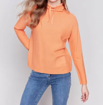 Charlie B Ottoman Cotton Funnel Neck Sweater In Squash In Multi