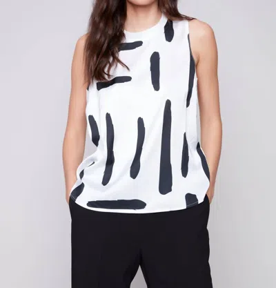 Charlie B Paint Brush Sleeveless Top In Black/white
