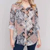 Charlie B Paisley Button Three Quarter Sleeve Blouse In Multi In Multi