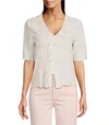 Charlie B Palm City Eyelet Top In White In White