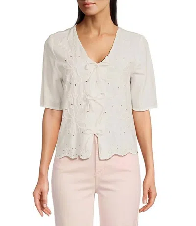 Charlie B Palm City Eyelet Top In White In Neutral