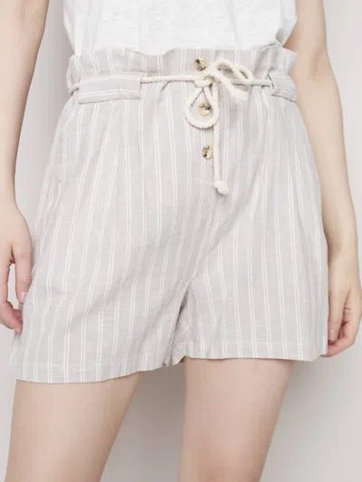 Charlie B Paper Bag Short In Natural Stripe