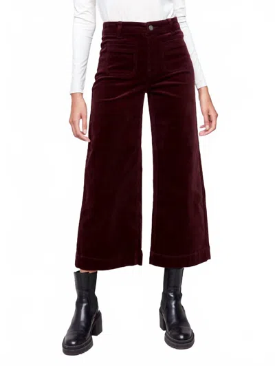 Charlie B Patch Pocket Corduroy Flare Pants In Plum In Pink