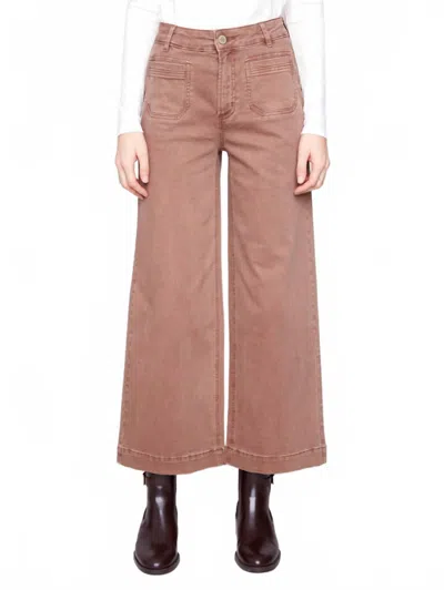 Charlie B Patch Pocket Flare Twill Pant In Truffle In Brown