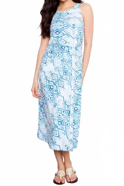 Charlie B Patterned Cotton Slub Faux Knot Midi Dress In Border In Blue