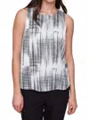 Charlie B Patterned Satin Sleeveless Top In Multi In Gray