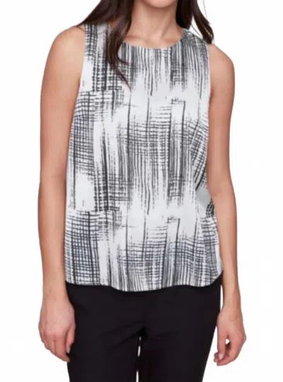 Charlie B Patterned Satin Sleeveless Top In Multi In Gray