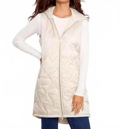 Charlie B Pearlized Long Vest In Champagne In Neutral