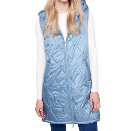 Charlie B Pearlized Long Vest In Oxford Blue