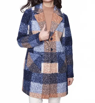 Charlie B Plaid Bouclé Long Sleeves Jacket In Moonlight In Blue