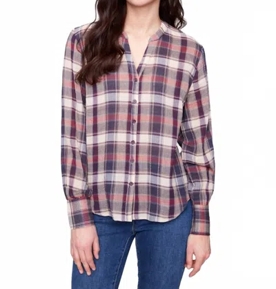 Charlie B Plaid Bubble Gauze Button Down Shirt In Berry In Multi