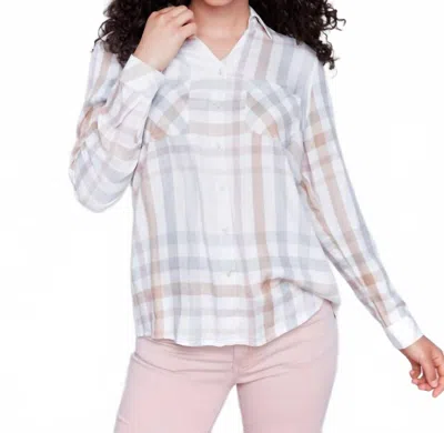 Charlie B Plaid Long Sleeve Button Shirt In Pink Quartz In Multi