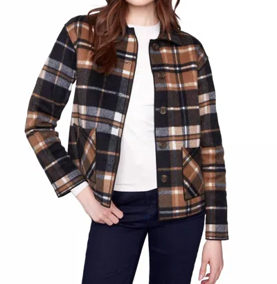 Charlie B Plaid Reversible Jacket In Cocoa In Brown