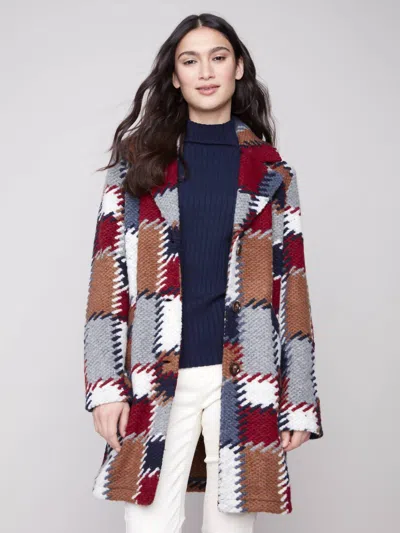 Charlie B Plush Knit Button Front Long Jacket In Palette In Multi