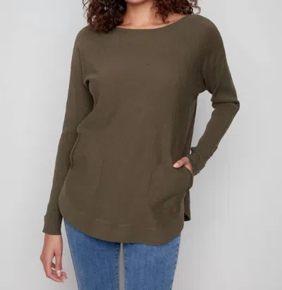 Charlie B Plushy Knit Sweater In Spruce In Green