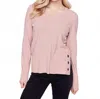 Charlie B Plushy Knit V-neck Sweater With Grommet Detail In Woodrose