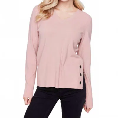 Charlie B Plushy Knit V-neck Sweater With Grommet Detail In Woodrose