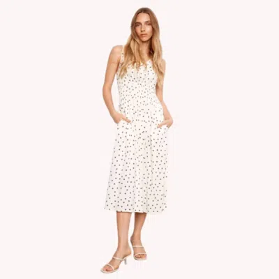 Charlie B Polka Dot Midi Dress In White