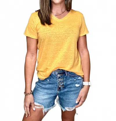 Charlie B Port Cay Short Sleeve Top In Yellow In Multi