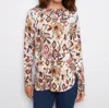 Charlie B Printed Boat Neck Sweater With Pockets In Jacobean In Multi