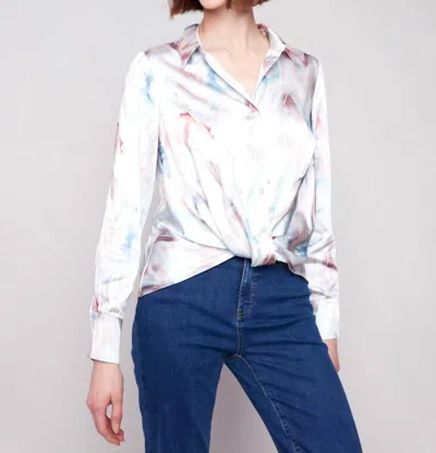 Charlie B Printed Button-down Shirt In Chevron In White