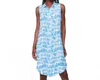Charlie B Printed Button-up Dress In Lagoon In Pink