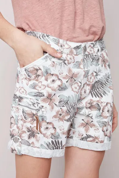 Charlie B Printed Cargo Shorts In Garden In Multi